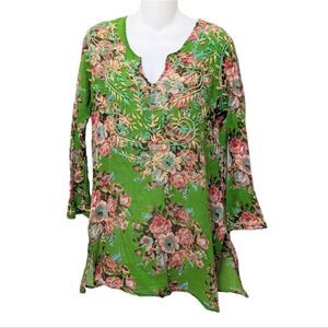 SIMI Embroidered Floral Tunic Top M
